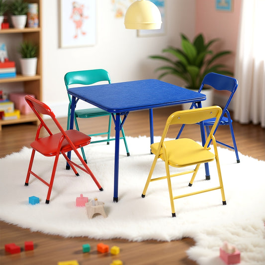 Colorful Folding Table And Chair Set - Lightweight, Compact, And Easy to Store, Perfect for Playrooms, Study Corners, Art, And Creative Play - Durable Design with Bright Colors to Spark Imagination for Children (3pcs/5pcs)