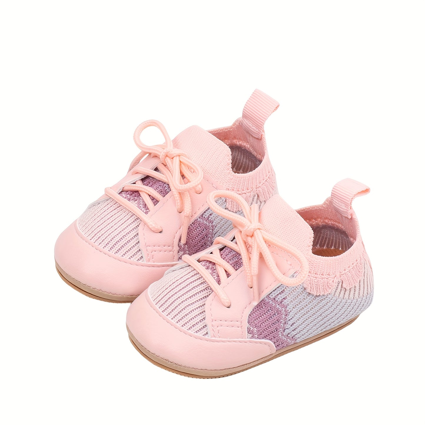 Non-Slip Toddler Slip-On Sneakers - First Walking Shoes for Babies, Soft Pink/with Lace-like accents - Easy Slip-On Closure, Non-Slip PVC Sole - All-Season Infant & Toddler Shoes for Boys & Girls - Parent-Favorite Baby Walkin