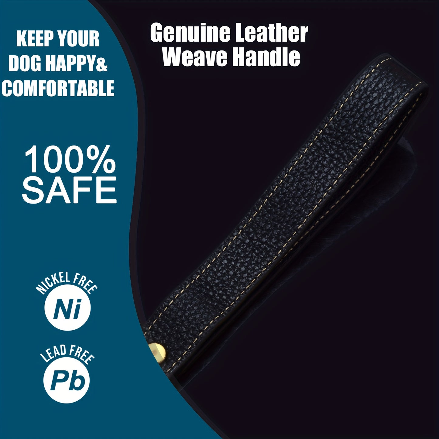 LuxLife 10mm Stainless Steel Dog Leash – Chew-Proof and Waterproof with Leather Handle