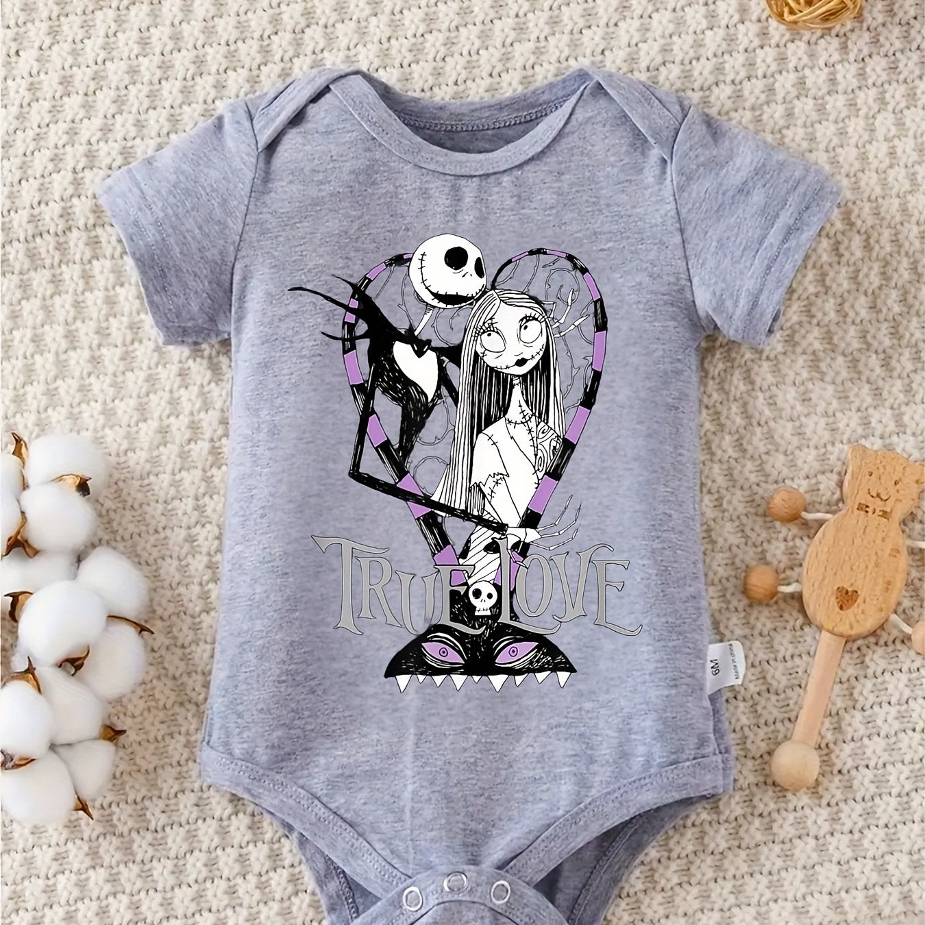 Disney Nightmare Before Christmas Baby Romper Jack Skellington Sally Graphic 100 Percent Cotton