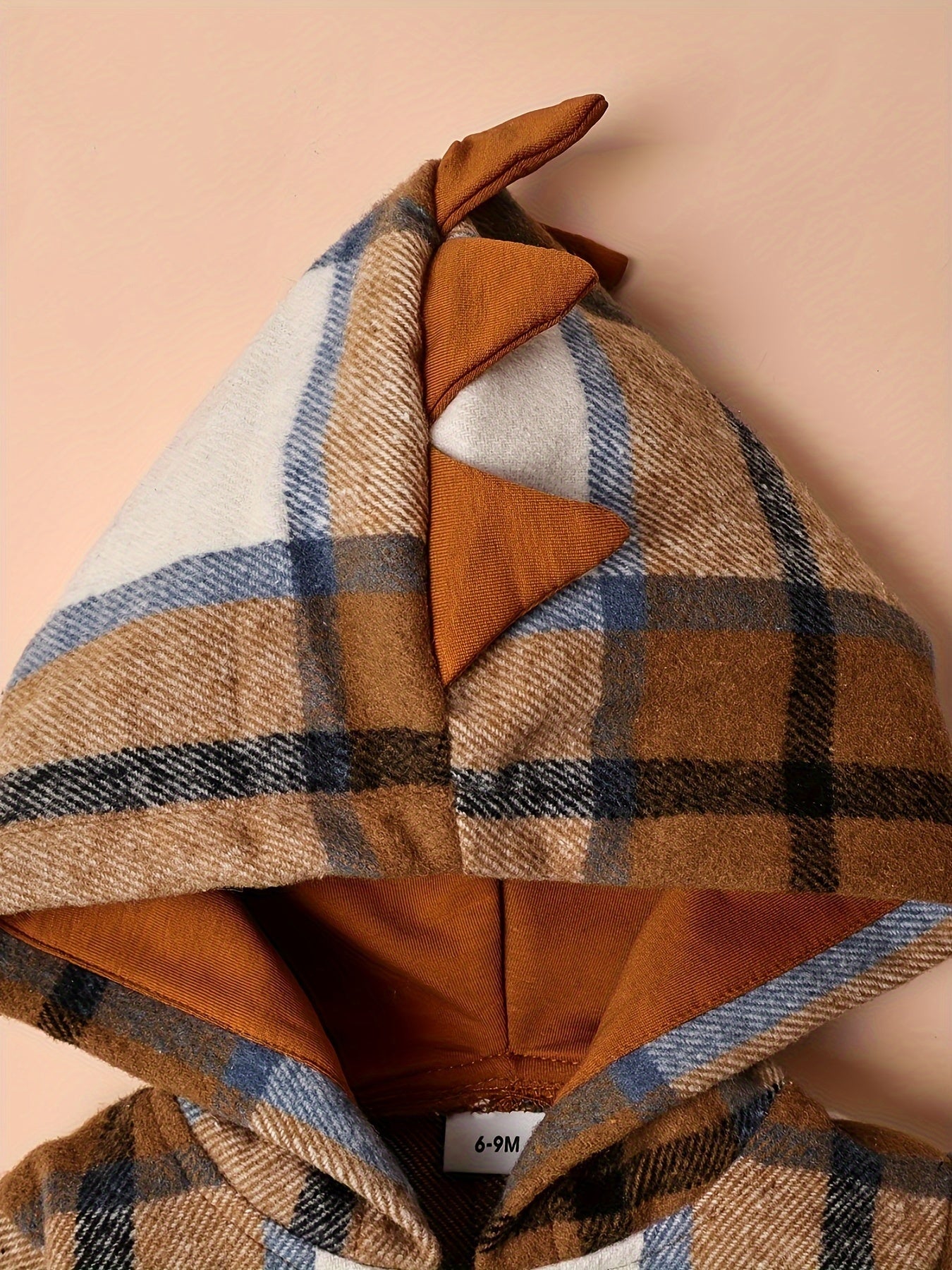 Toddler Boy Plaid Dinosaur Hoodie and Pants Set for Fall and Winter Ages 6 Months to 5 Years