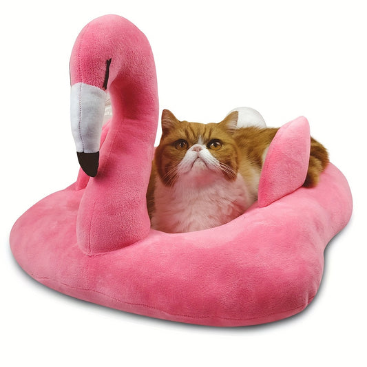 Petgrow Flamingo Shaped Cute Cat Bed Sofa Cozy Memory Foam Mat for Cats and Small Pets