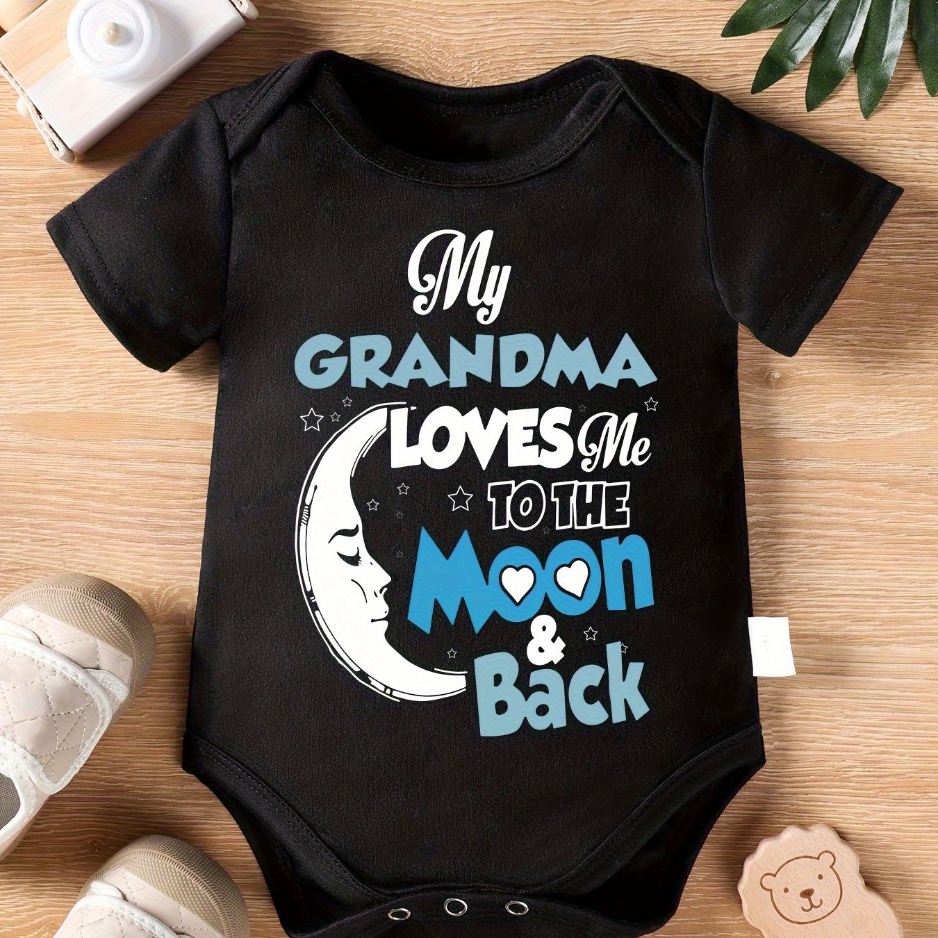 Adorable My Grandma Loves Me to the Moon and Back Baby Girl Cotton Romper for Play
