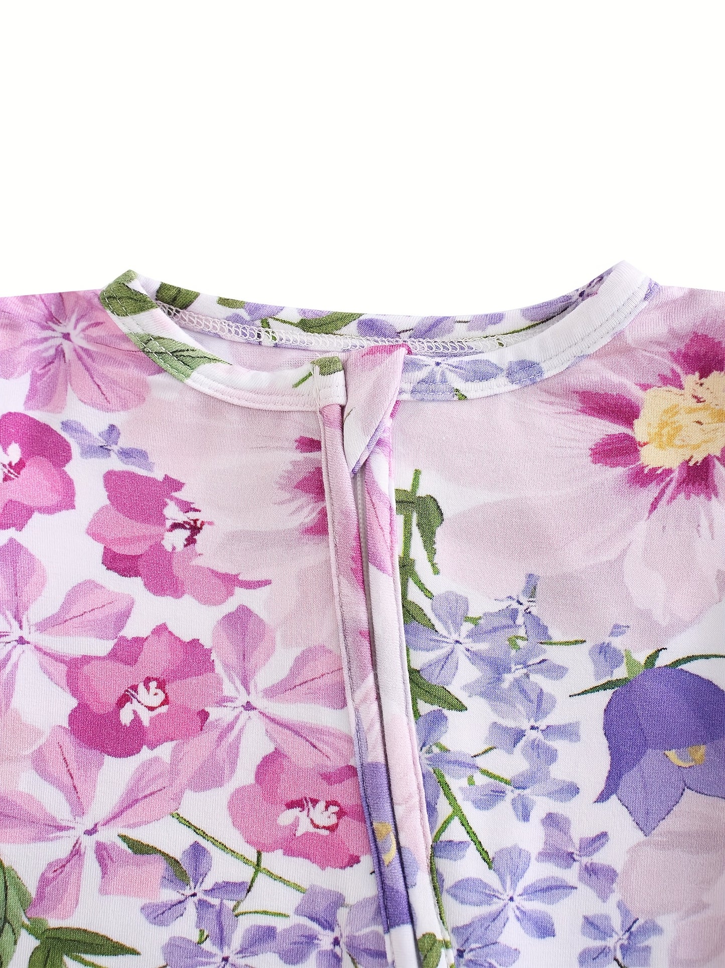 Ship From US, POSHTOT Morning Glory Print Bamboo Fiber Baby Long Sleeve Pants Tights. Comfortable Fit, Cute, Baby Two-way Zip-up Onesie With Folding Feet And Mittens For Ages 0-2. Casual Outdoor Jumpsuit For Babies.Children'S