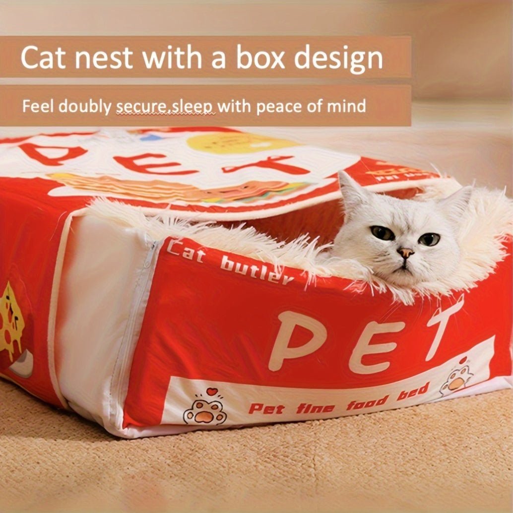 Rectangular Enclosed Cat Bed for All Seasons Cozy Snack Box Design Perfect Gift for Cats