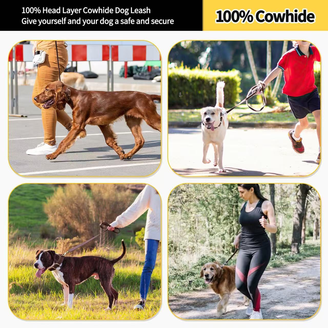 Leather Dog Leash 6FT * 3/4 "- A powerful heavy-duty training belt suitable for large, medium, and small dogs. The genuine leather Leash is soft and comfortable with a sturdy large lock, making it perfect for training and wal