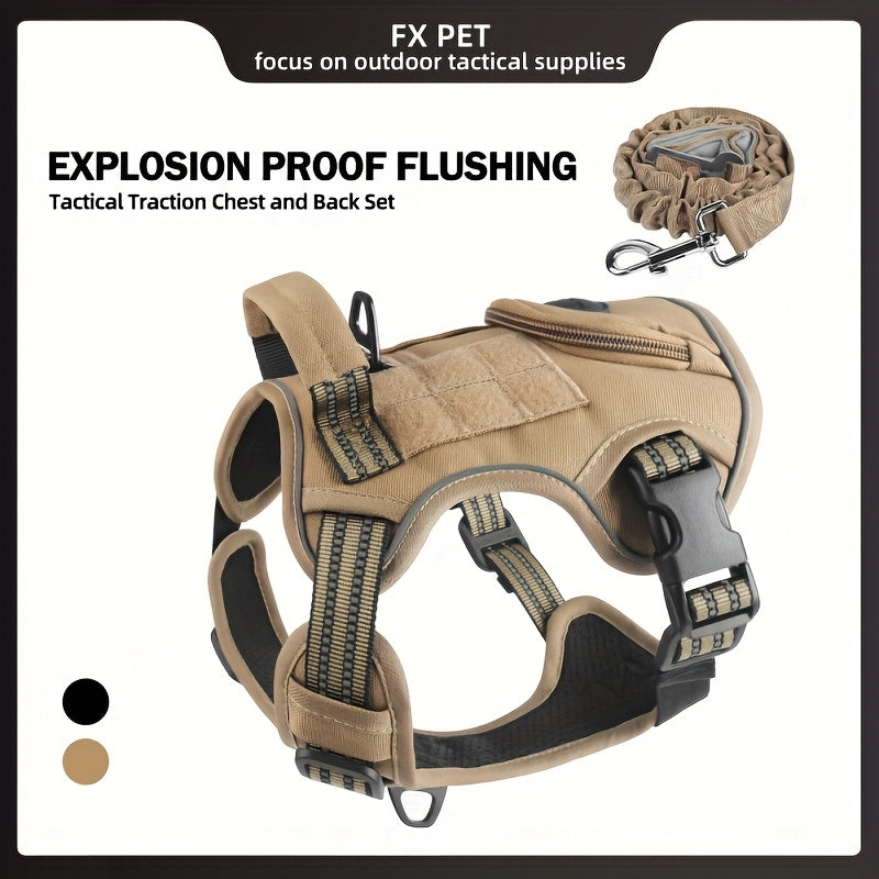 Vest-Style Tactical Dog Harness for Small to Medium Dogs in 6 Colors and Leash Compatible