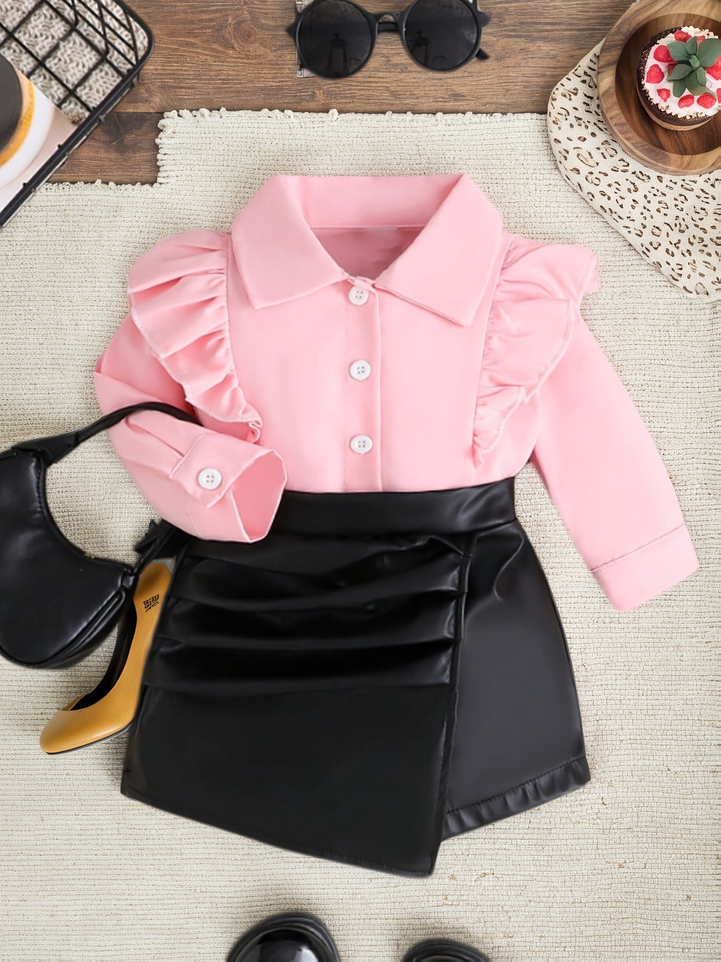 Baby Girl Summer Fashion Two-Piece Top and Skirt Set for Outdoor Adventures