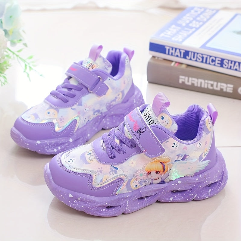 2025 Spring Autumn Girls Light Up Sports Shoes Trendy Casual Princess Sneakers