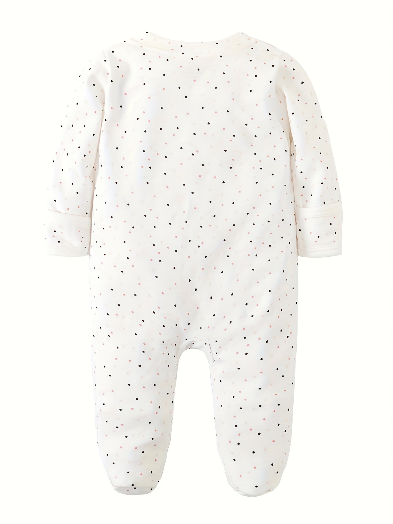 3pcs Newborn Baby Girls Cotton Footie Romper Set - Solid Color Crew Neck Winter Wear