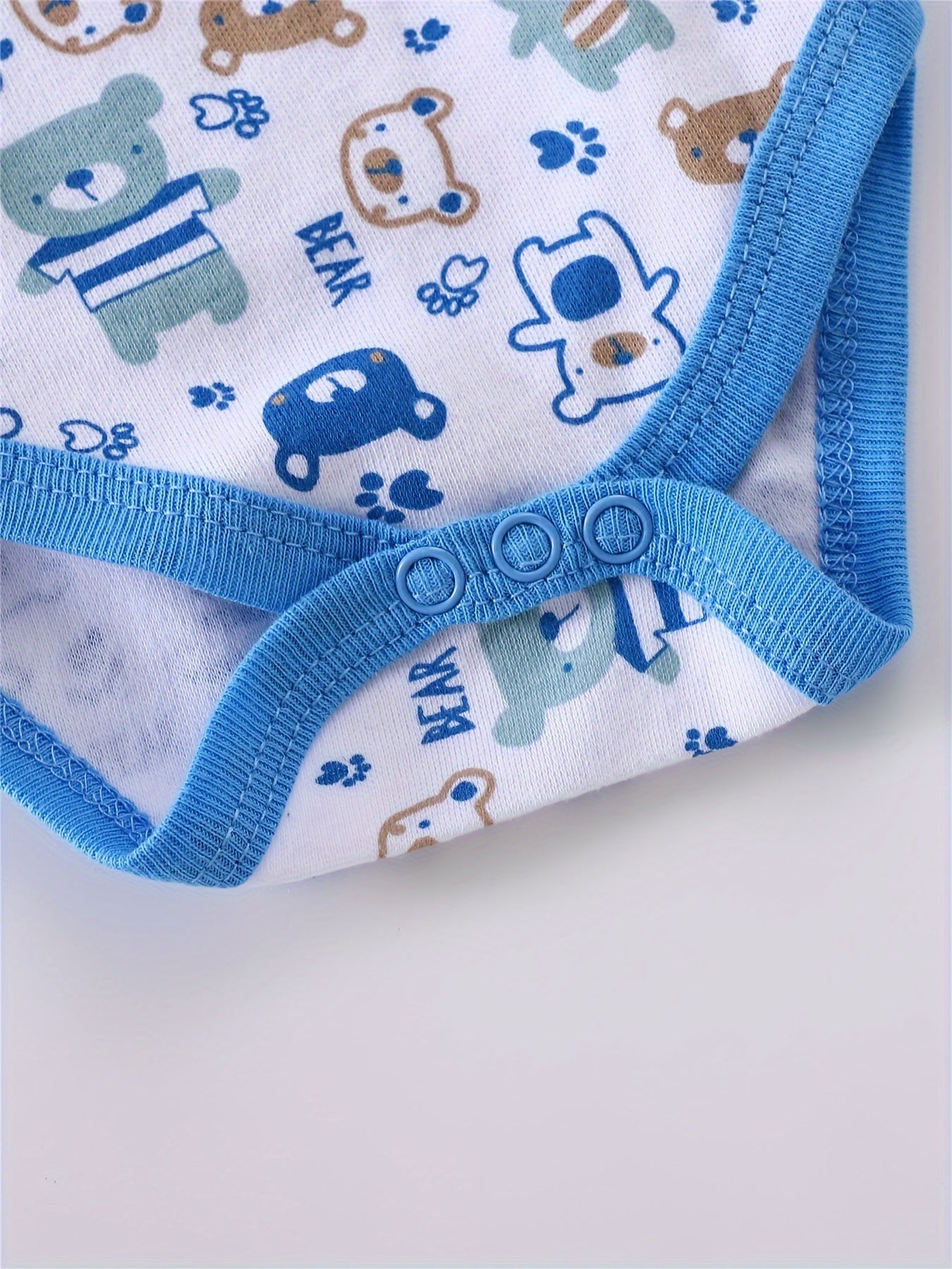 3pcs Toddler Boys' Short Sleeve Romper Set - Cute Lion Animal Print, Blue & White, Cotton, Round Neck, Summer Outfit with "LOVE" & "THANKS" Embroidery, Perfect for Spring/Summer, Clothes for Youngster, for Outdoor, Perfect fo