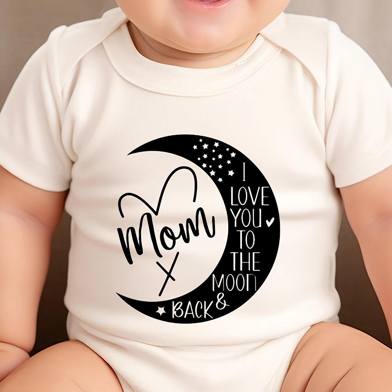 100 Percent Cotton Baby Romper I Love You to the Moon Cute Moon Print for Newborns