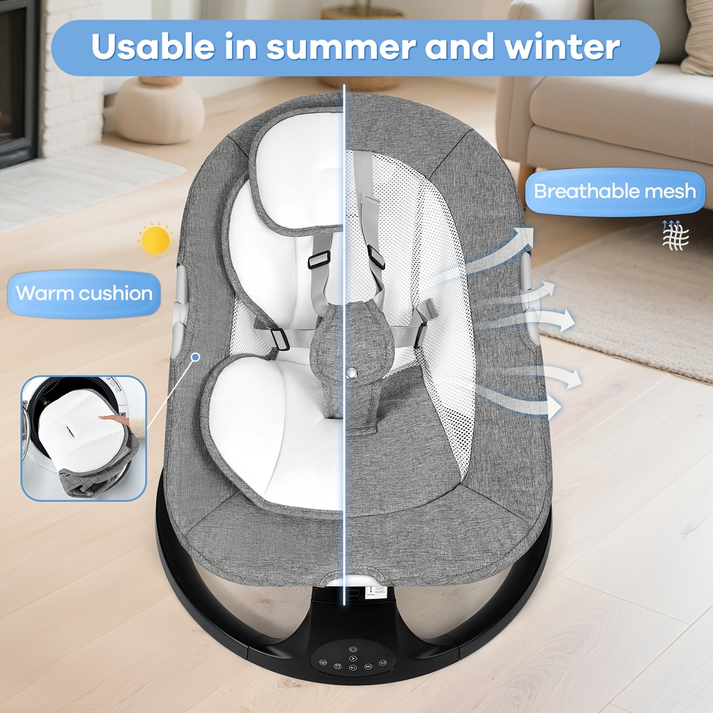 Baby Swing With Five Speeds And Ten Lullabies Indoor Outdoor Use Lightweight Foldable