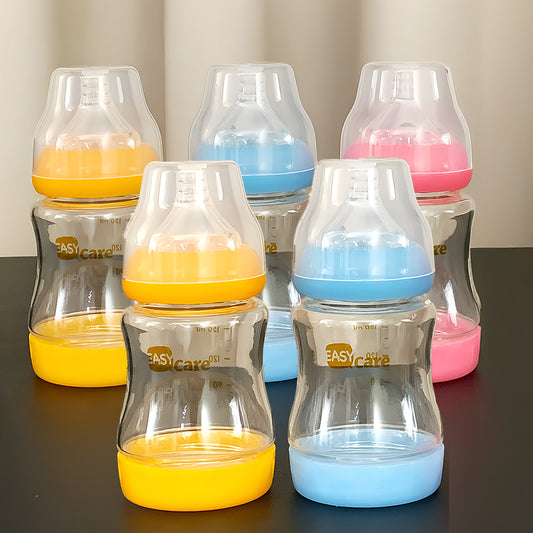 5pcs Easycare Wide Mouth Glass Baby Bottles with Sippy Cup Perfect for Celebrations