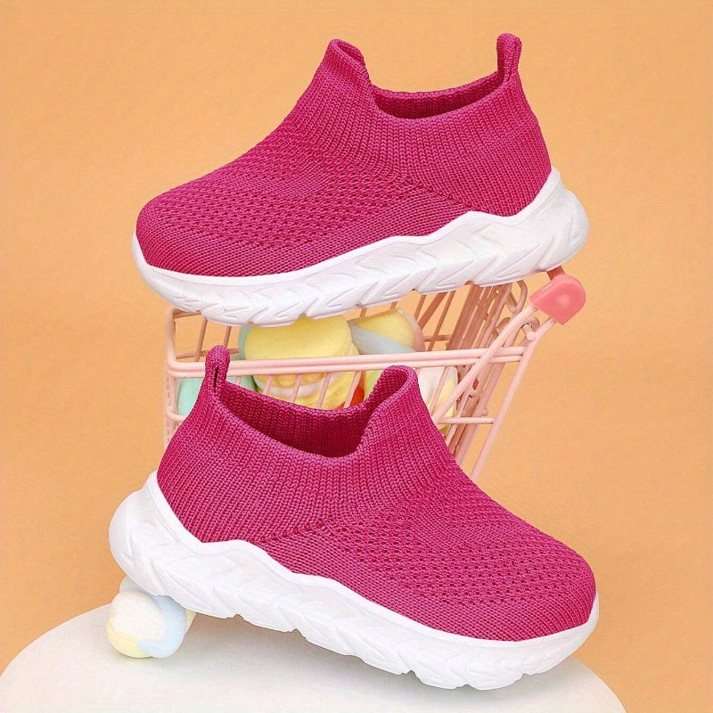 2025 Trendy Unisex Preschool Sports Shoes Slip-On Breathable Fabric Cushioned EVA Sole
