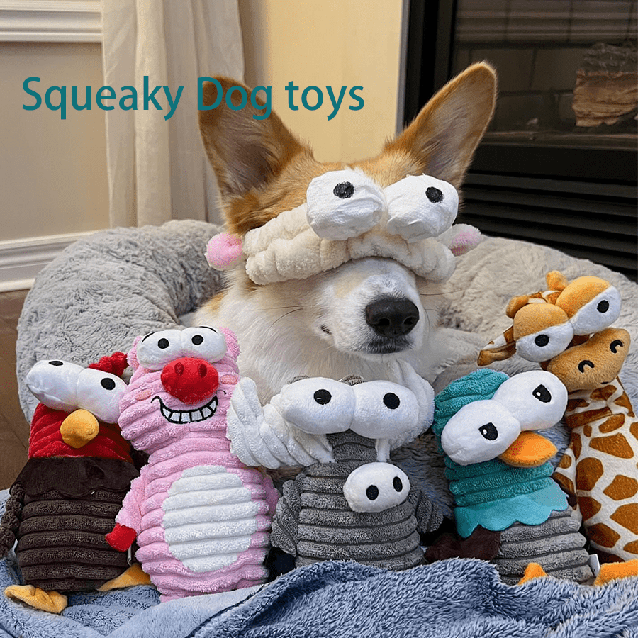 Nocciola 5 Piece Dog Squeaky Toy Set Funny Animal Sounds Interactive Gift for All Breeds