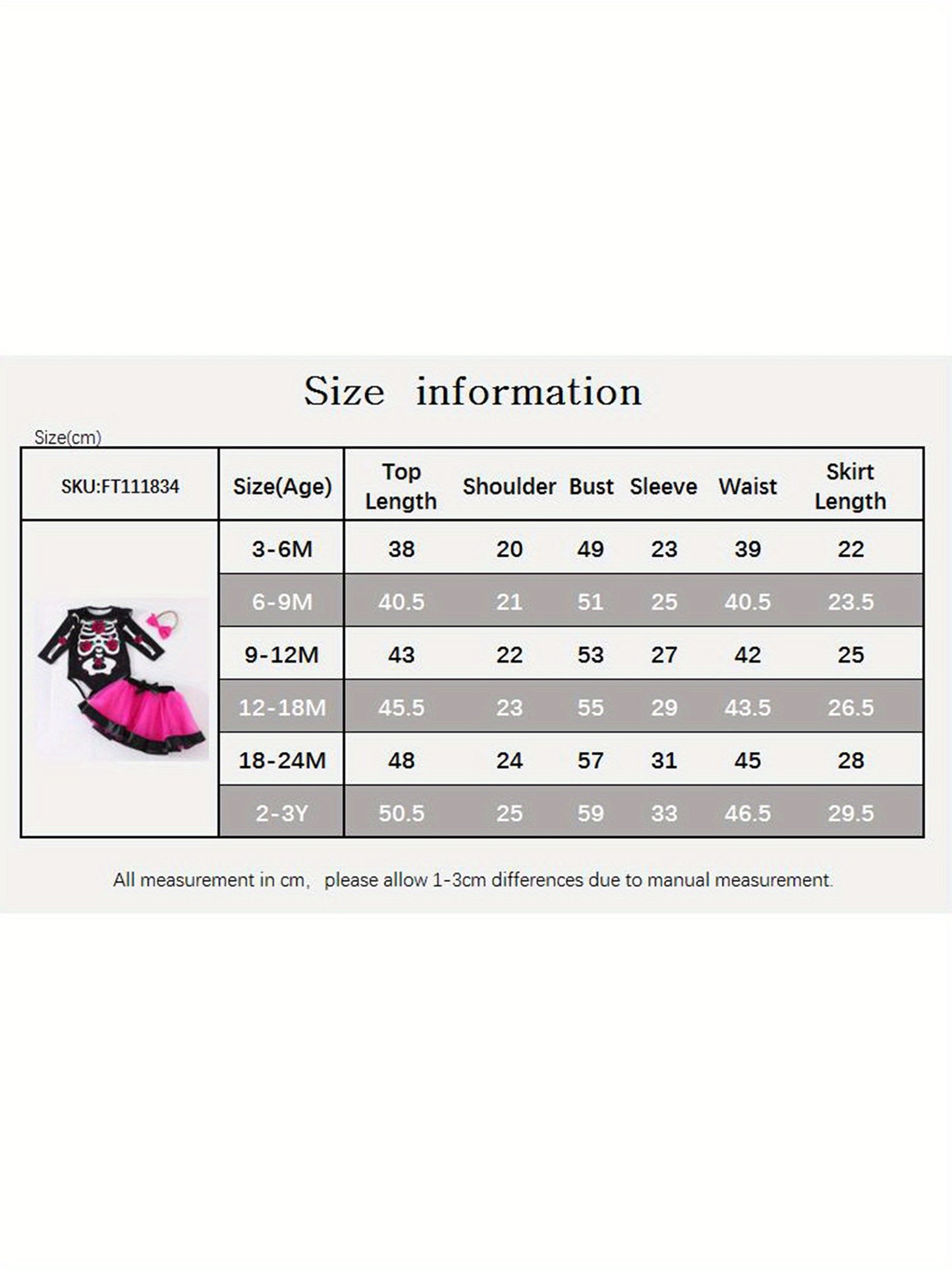 Halloween Skeleton Rose Three Piece Baby Girl Outfit Romper