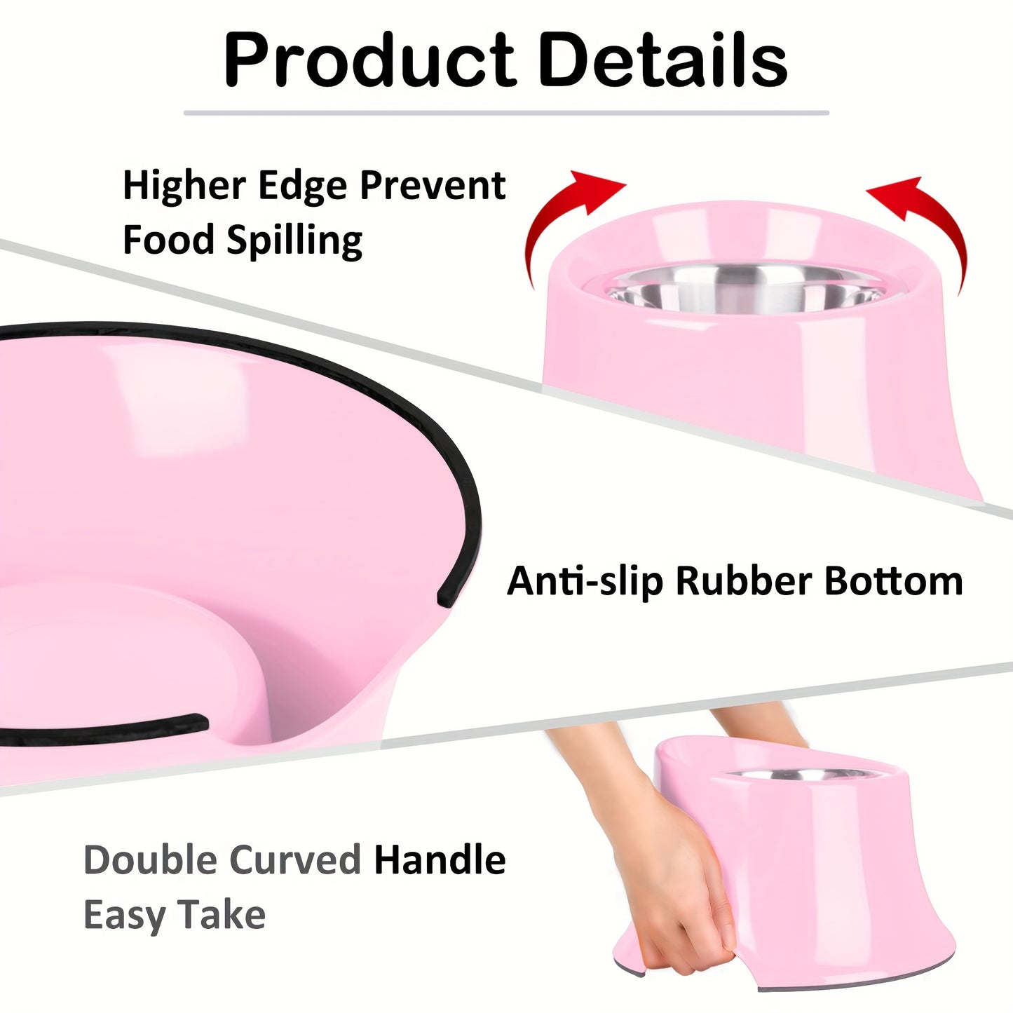 Elevated Tilted Dog Bowls with Non Slip Stainless Steel and Detachable Melamine Stand