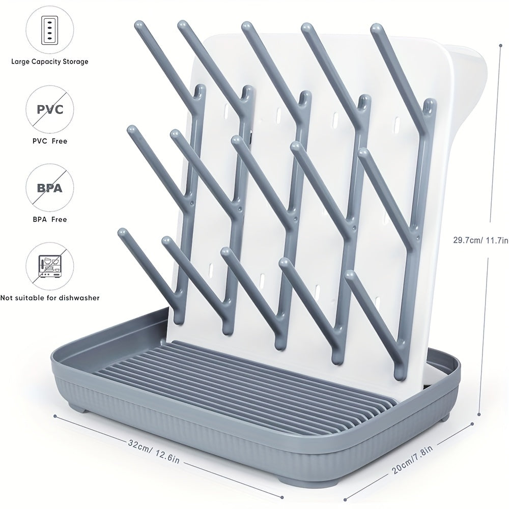 Baby Bottle Drying Rack - Large Vertical Space Saving Drying Rack Holder For Baby Bottles, Pump Parts & Accessories - Sturdy & Easy To Clean, Utility Racks