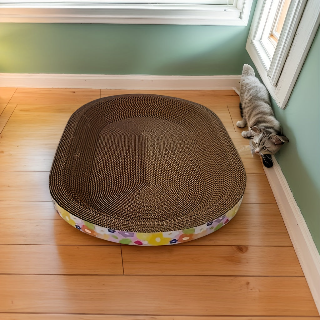 Durable Nest Shaped Cardboard Cat Scratching Pad for Claw Care and Furniture Protection