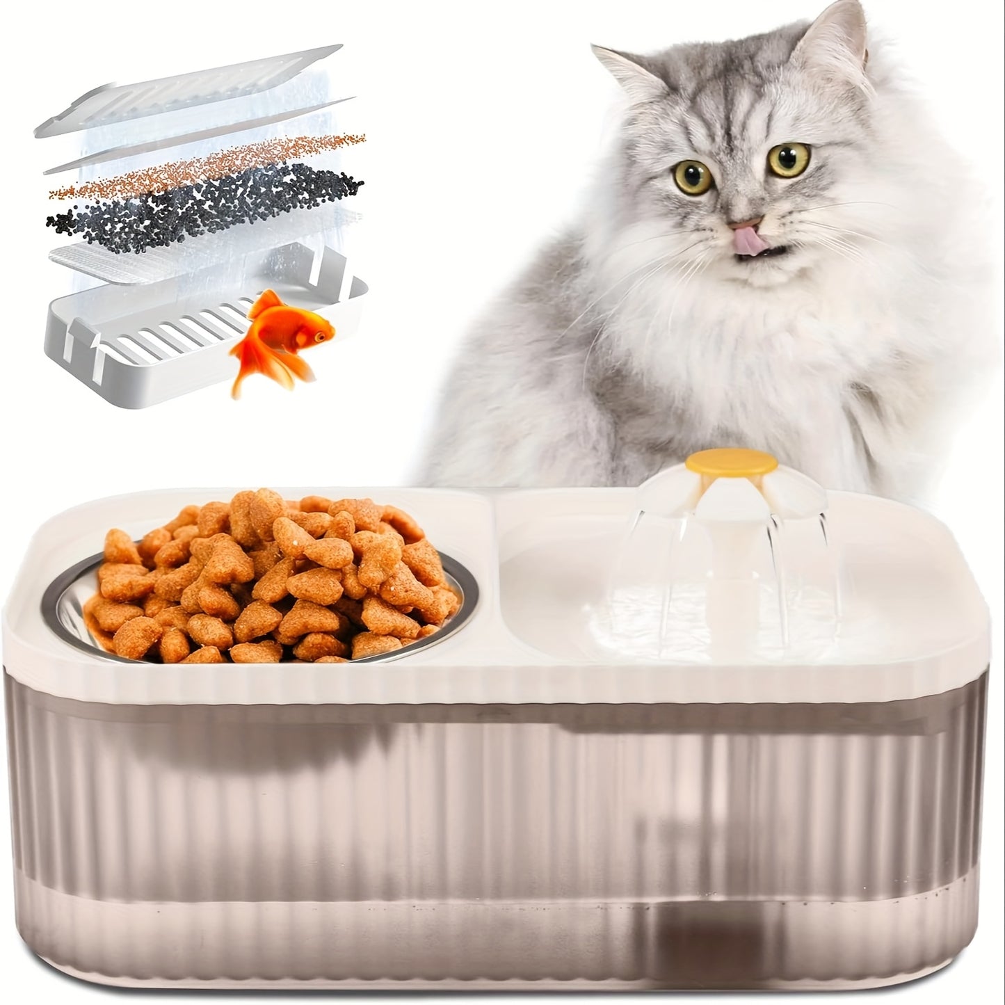 Automatic Pet Feeder And Water Dispenser For Cats And Small Dogs Stainless Steel Design