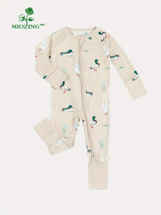 MIOZING Bamboo Fiber Bodysuit For Infants, Duck Goose Pattern Long Sleeve Onesie, Baby Girl'S Outdoor Clothing, for Outdoor