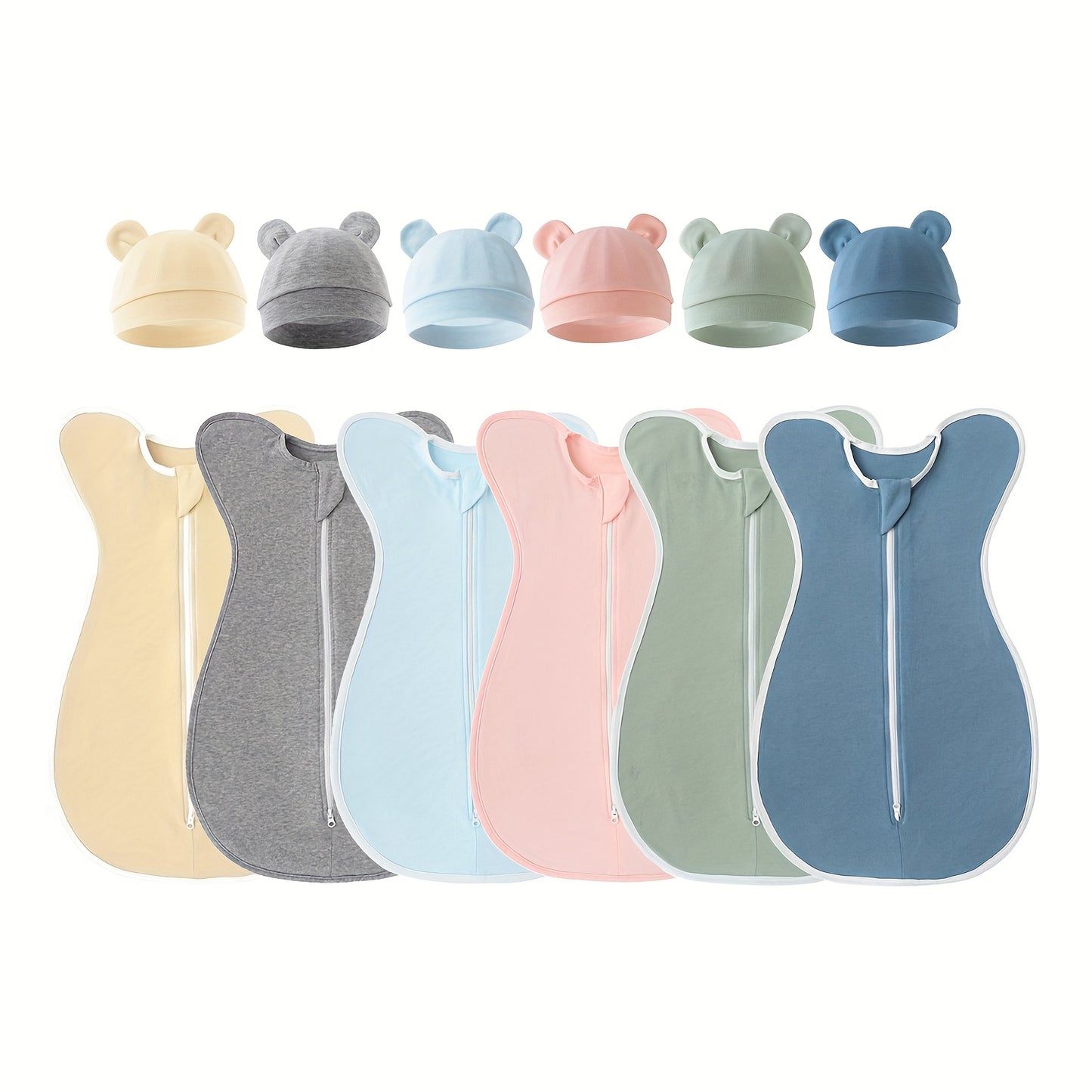 Set Of 2 Super Soft Newborn Sleeping Bags (Suitable for 0-6 Months) - Double Zipper, Breathable And Soft, Kids Wearable Blanket with Matching Hood, Suitable for Newborn Kids Girls, Great Newborn Gift