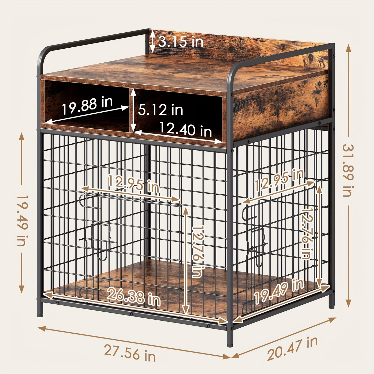 Stylish Dog Crate Furniture for Small Dogs with Drawer Storage and Heavy Duty Metal Frame