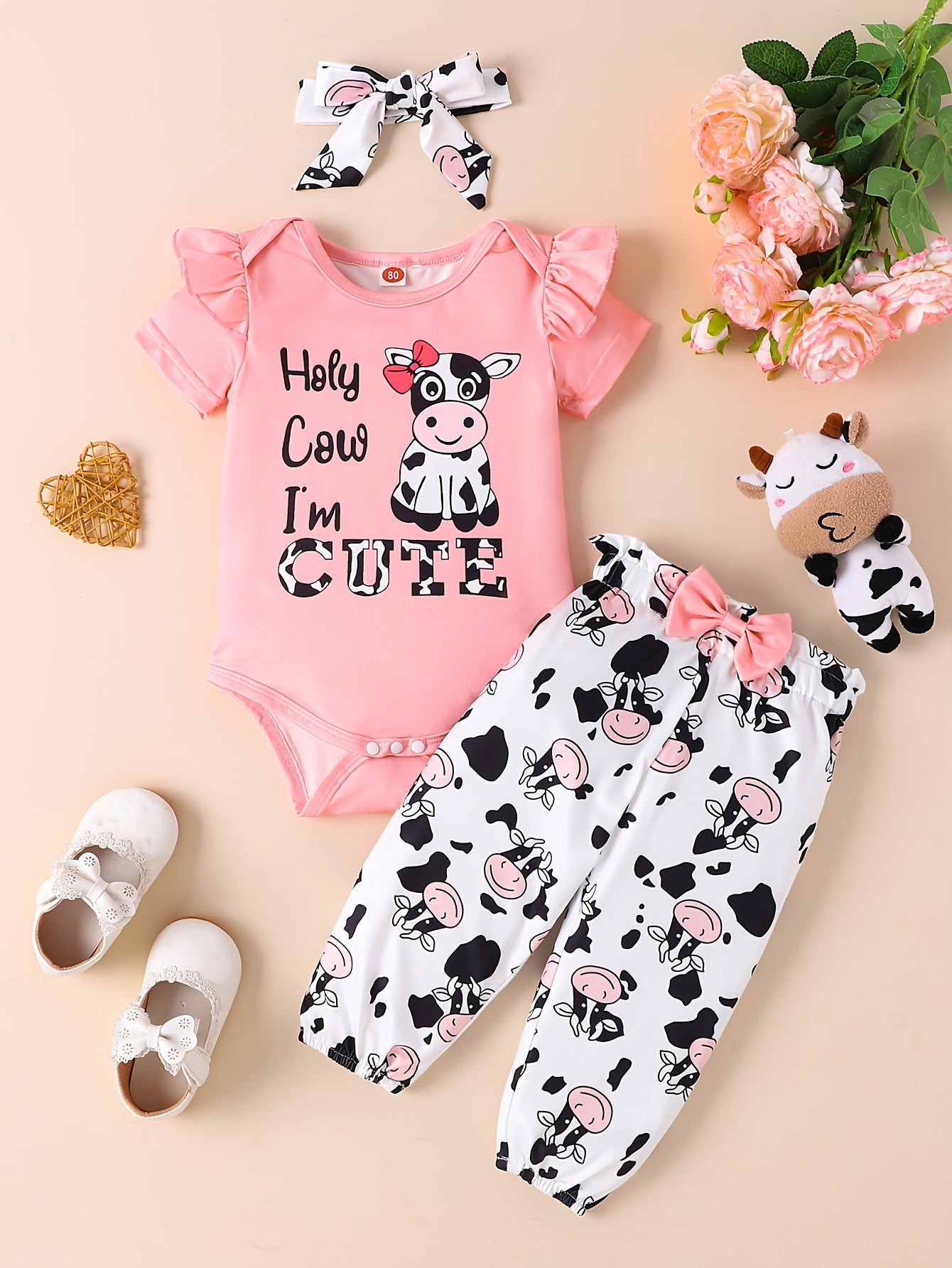 2 Sets Fashionable Printed Suits for Girls Newborn to 3 Years Outdoor Wear
