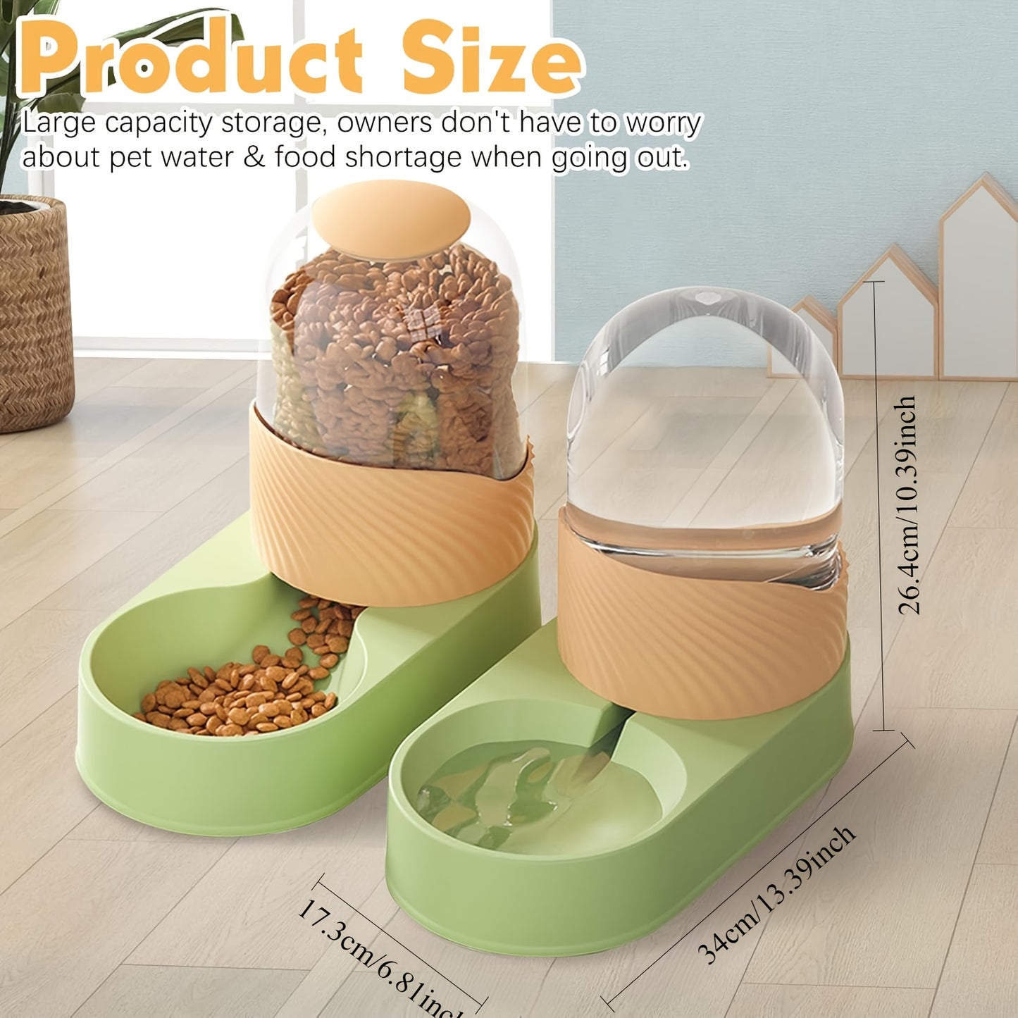 2-in-1 Automatic Pet Food Feeder and Water Dispenser with Detachable Anti-Slip Design