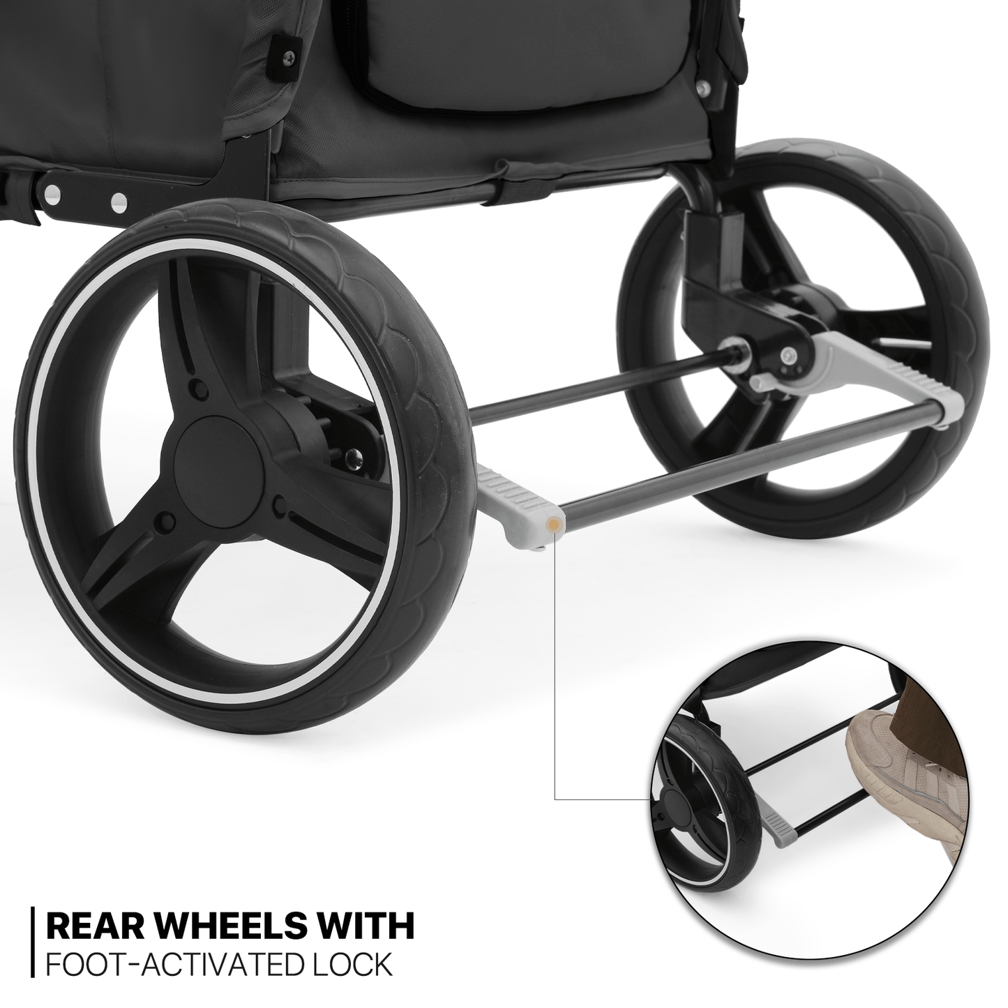 MoNiBloom Pet Stroller for Large Dogs or Multiple Dogs Cats with Adjustable Handle, 3-Wheels Dual Entry Portable Dog Carting Easy Folding Pet Wagon Double Dog Stroller