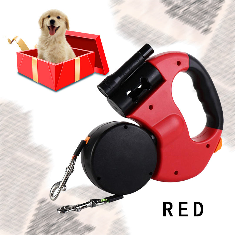 Pet Automatic Retractable Leash Dog Leash Travel Pet Leash Leash, One Key Lock Release, Anti-Entanglement Design, Equipped with Double Leash, 360 Degree Rotation, Suitable for Easy Outdoor Walks with Two Small to Medium Dogs,