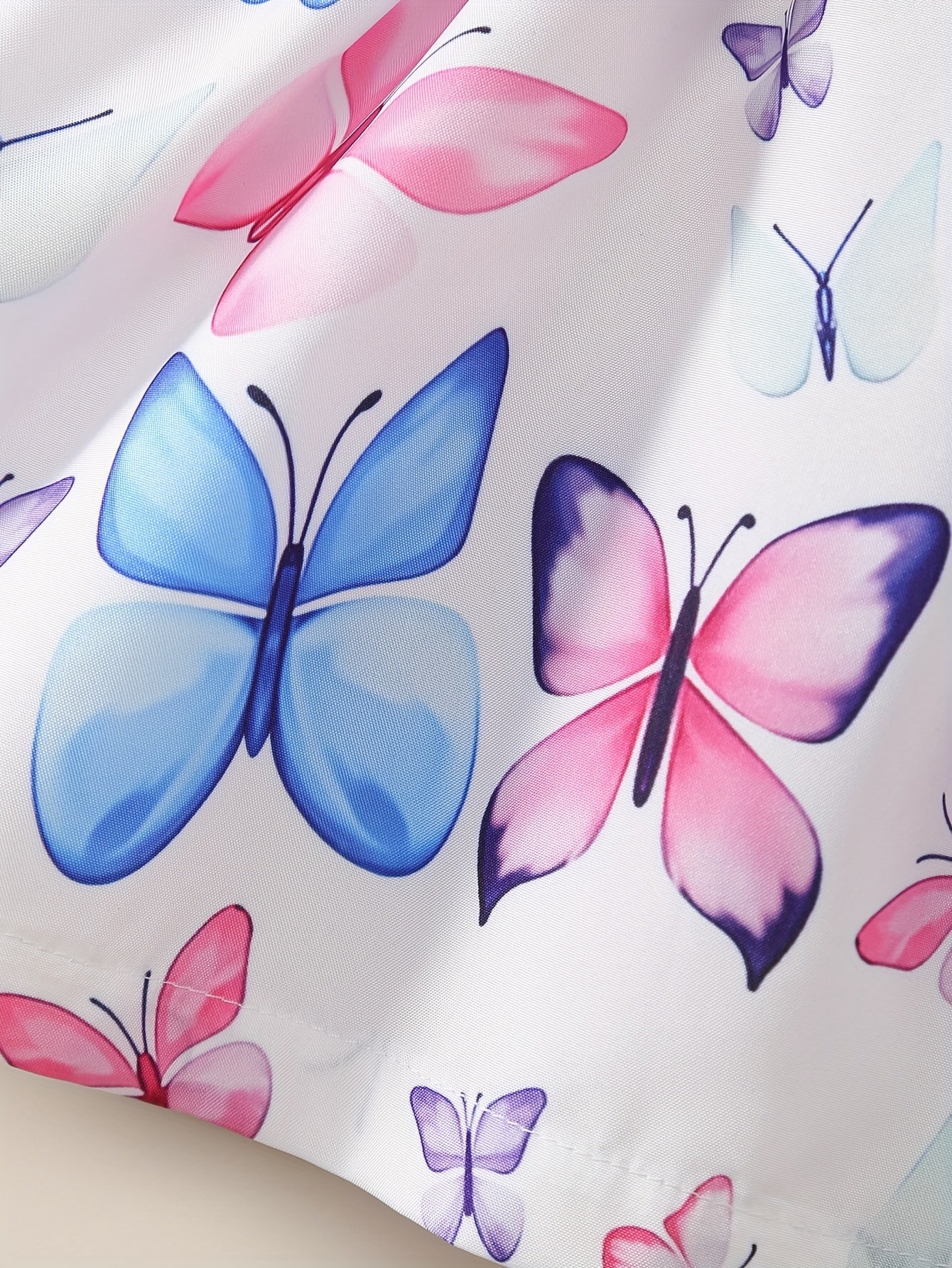 2pcs Baby Girl Butterfly Print Dress Set with Fly Sleeves and Sun Hat for Summer Fun