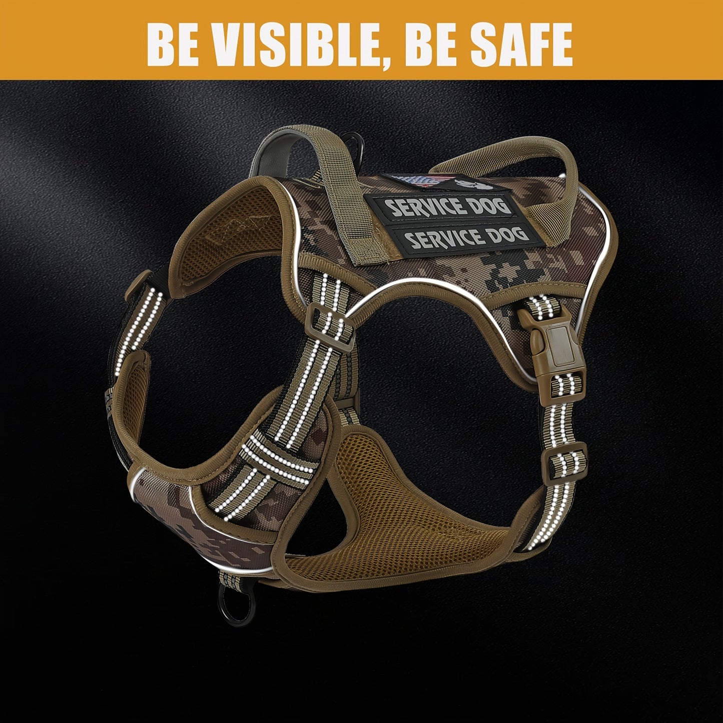 Tactical Dog Harness Heavy Duty No Pull Adjustable Reflective Vest For All Sizes