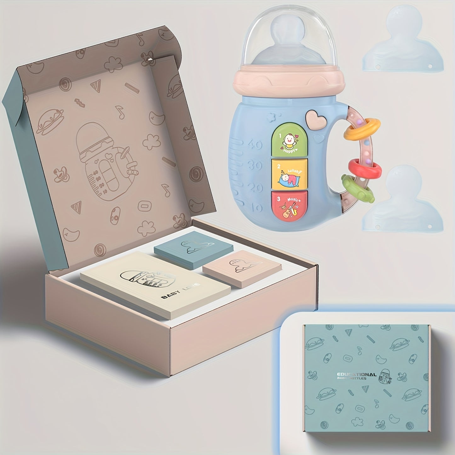 3pcs Music Soothing Bottle Set with Rhythmic Light and Sounds for Youngsters Comfort