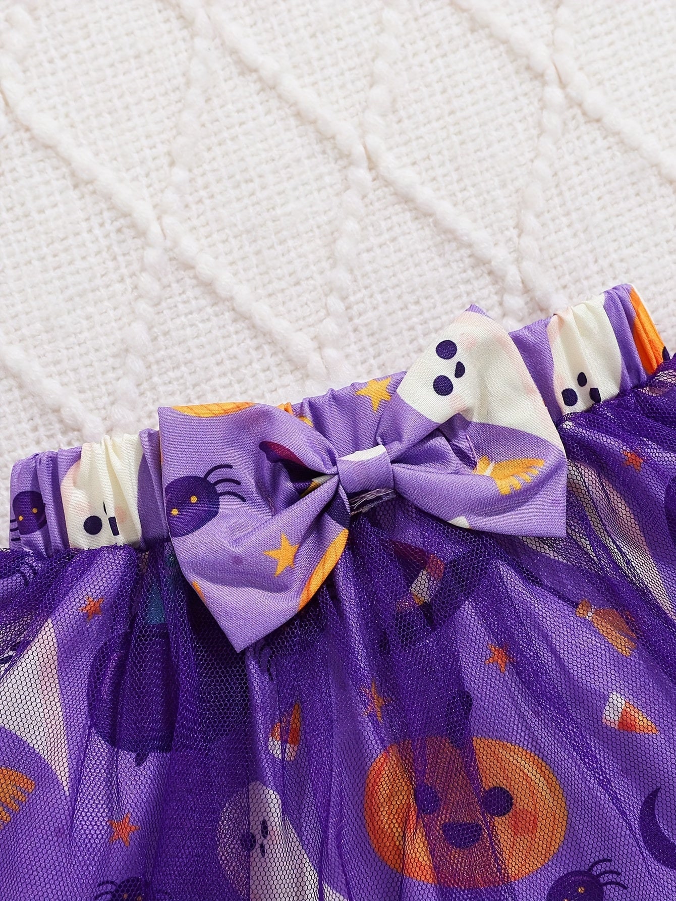 Halloween Purple Net Tulle Skirt Set For Baby Girl Outdoor