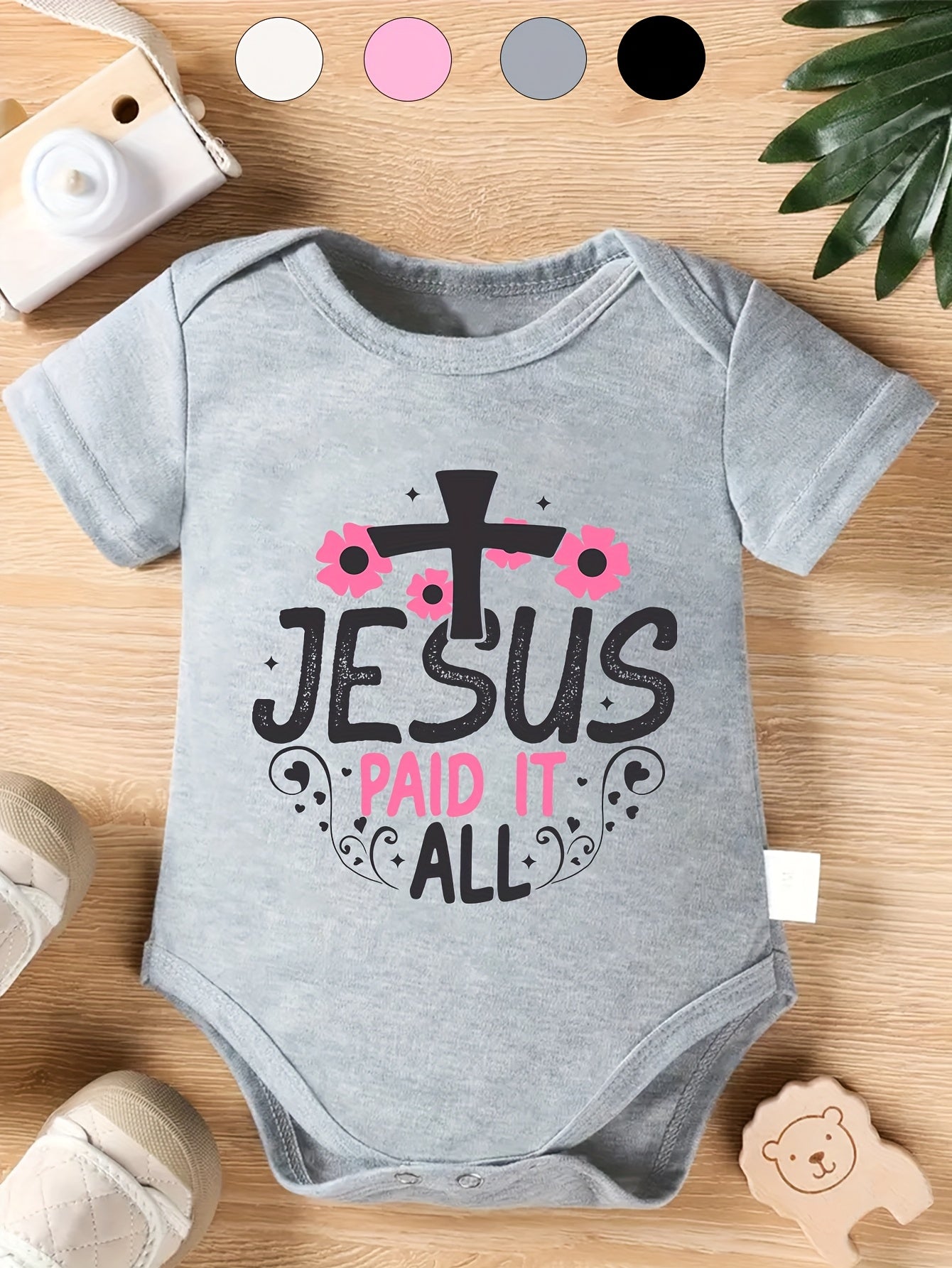 Love Paid It All Baby Onesie Cotton Short Sleeve Lightweight Alphabet Pattern Spring Summer