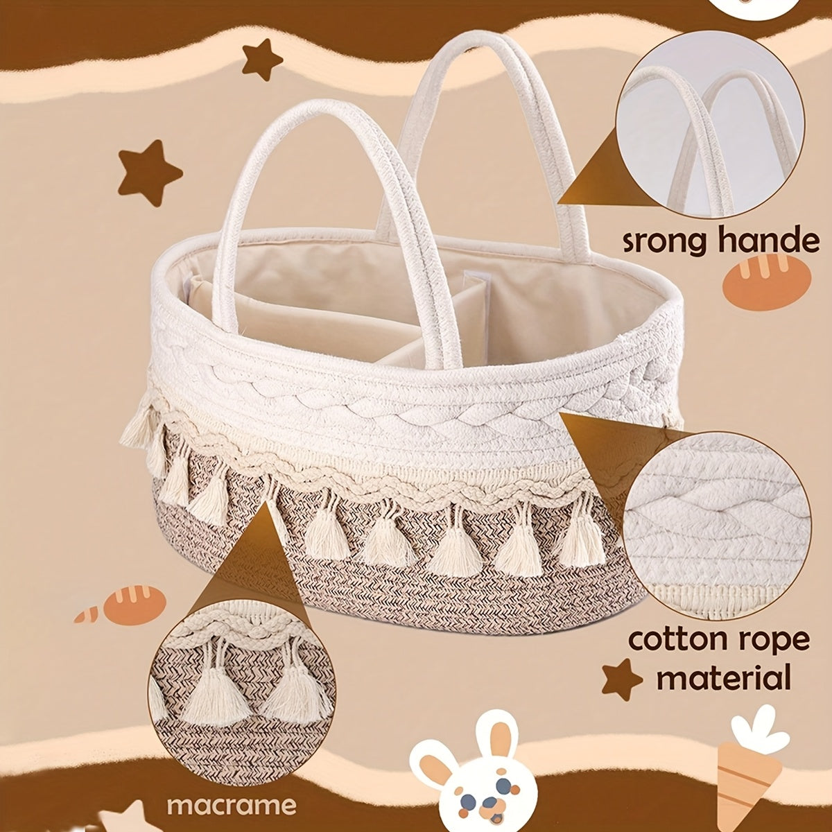 Hand-Woven Mommy Bag for Organizing Diapers and Toys Perfect for On-the-Go Parents