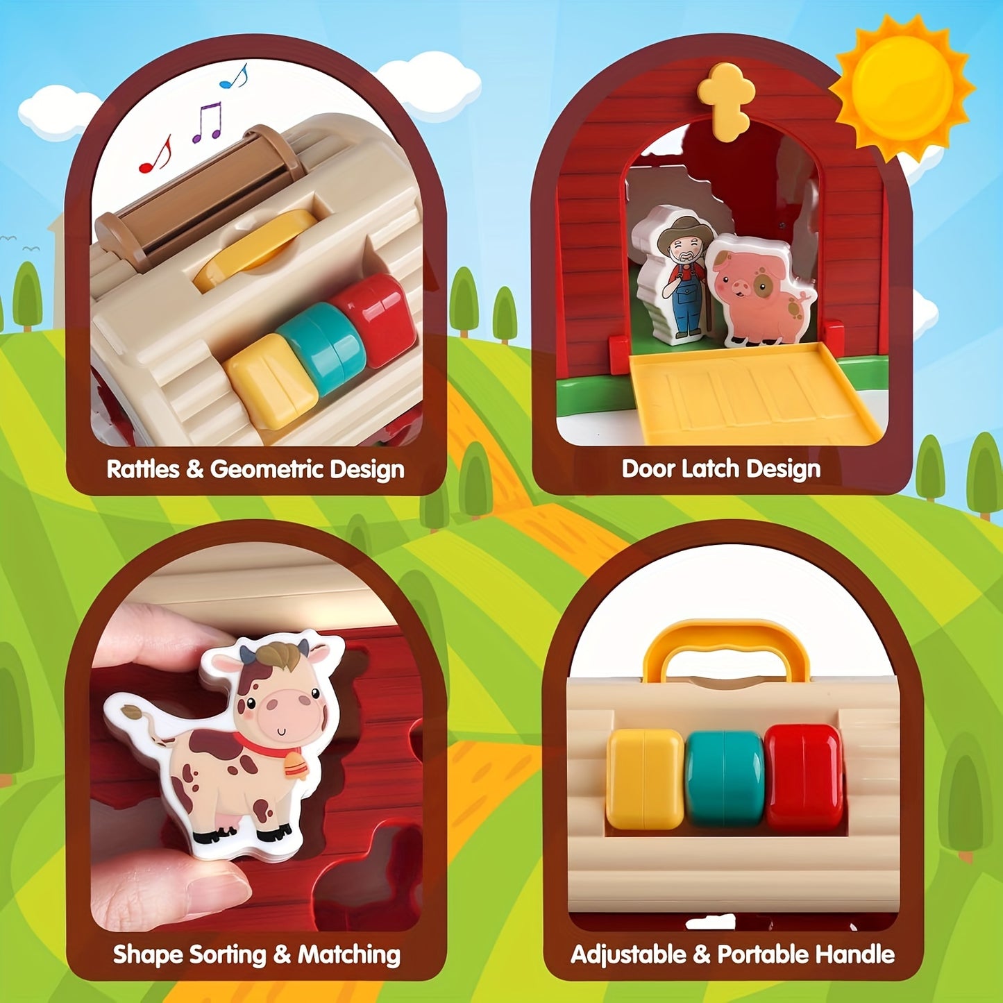 11 Pieces Farm Animal Sorting Stacking Toys for Preschool Learning Fun for Toddlers