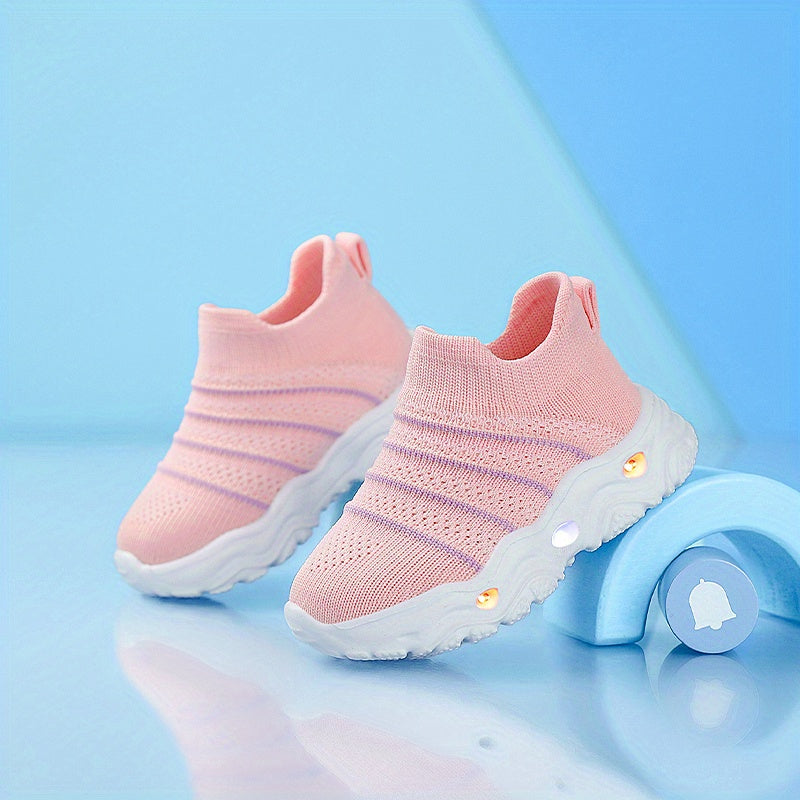 2026 New Youngsters Glowing Sneaker Lights Slip On Non-Slip Soft Pink Casual Shoes