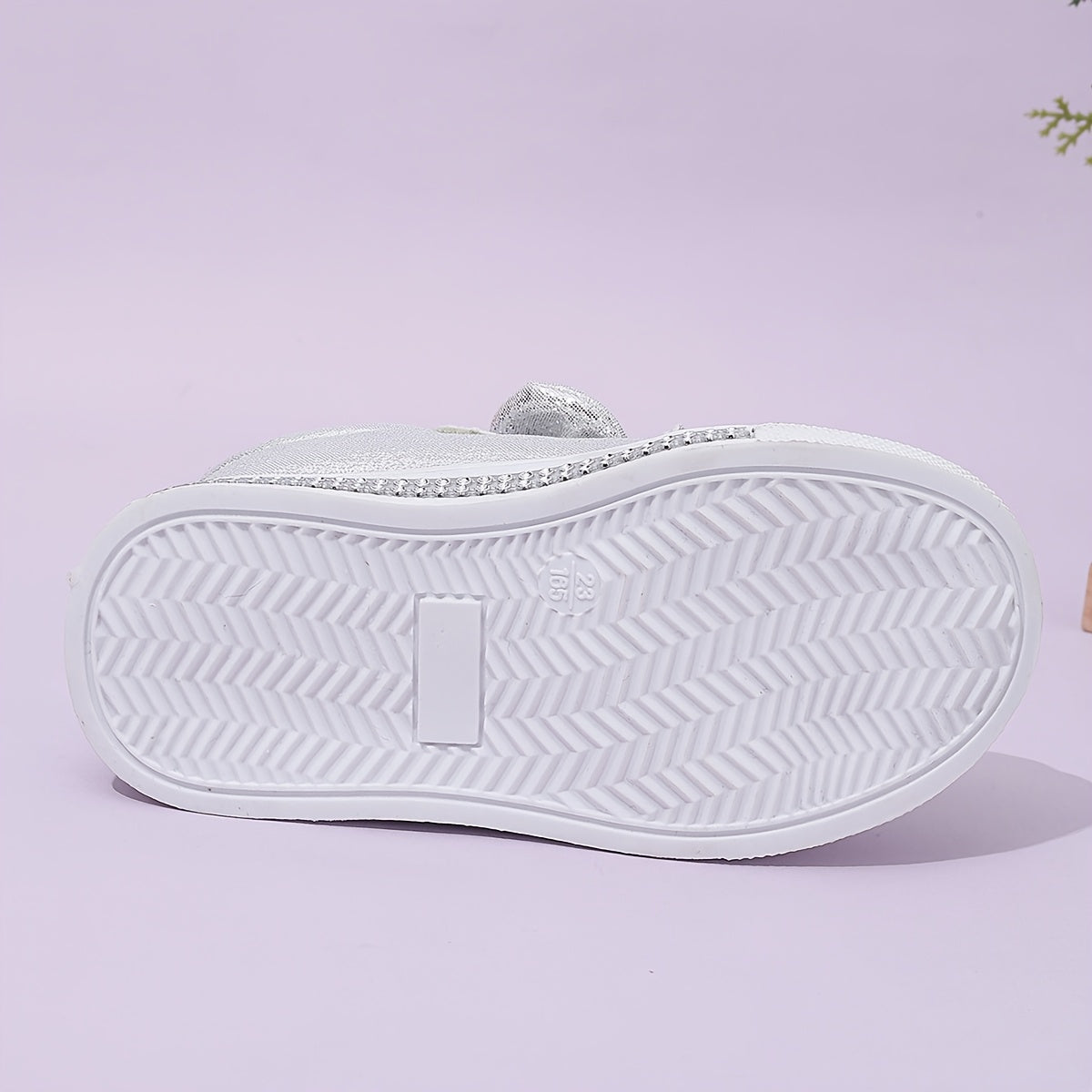 Cute Sequined Bow Design Casual Sneakers for Girls Perfect for All Seasons