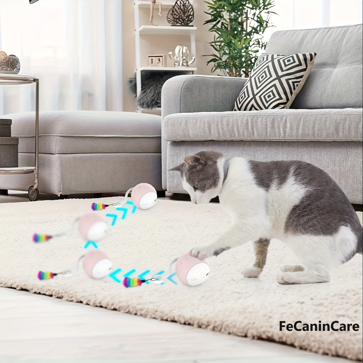 Interactive Motion Activated Electric Cat Toy Ball with RGB Lighting and Dual Speeds