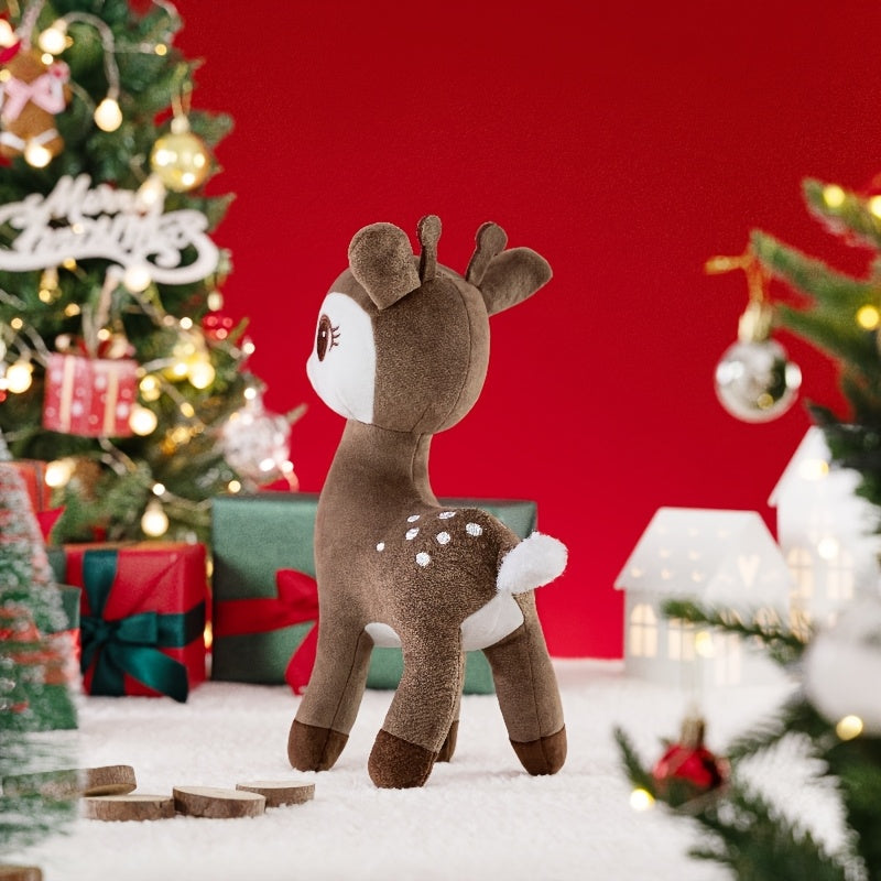 Adorable 12 Inch Brown Deer Plush Toy Soft Fabric Perfect Gift for Kids and Decor