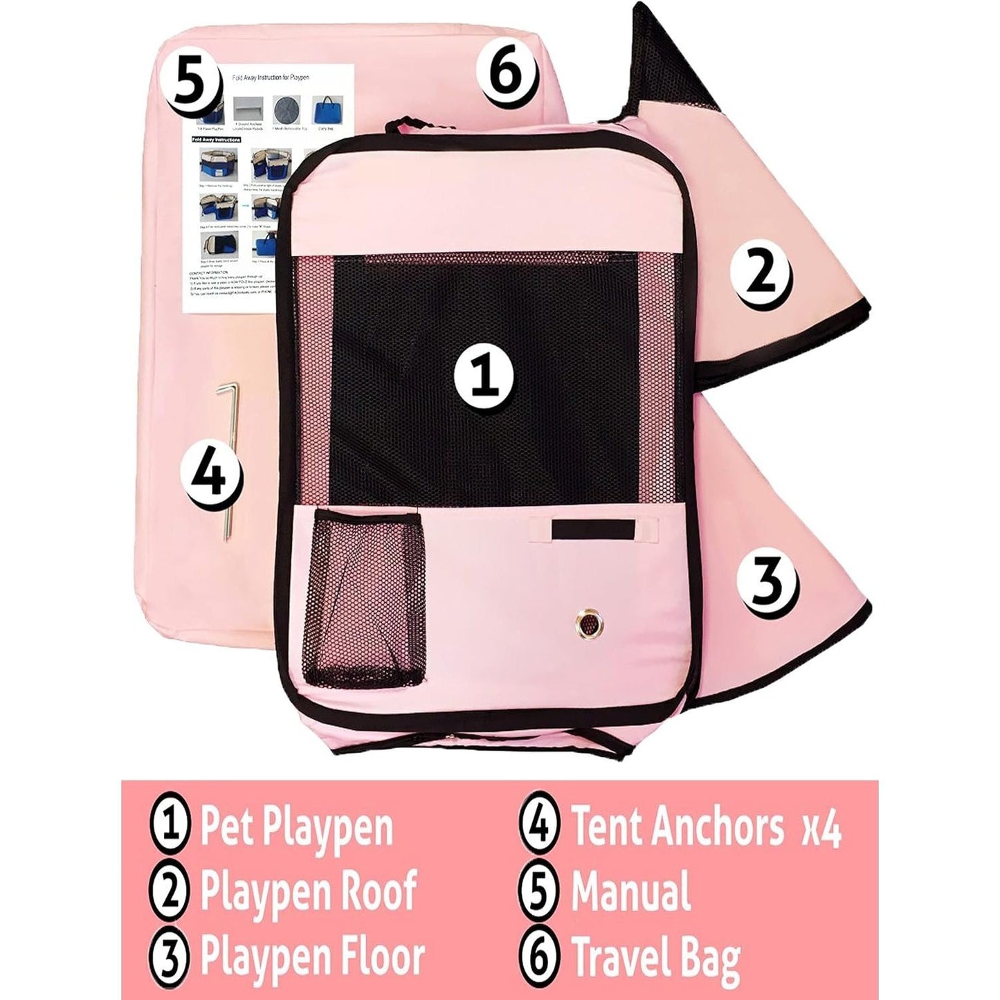 Portable Pet Playpen 45 Inch Large Puppy Kennel for Dogs and Cats Easy Storage Design
