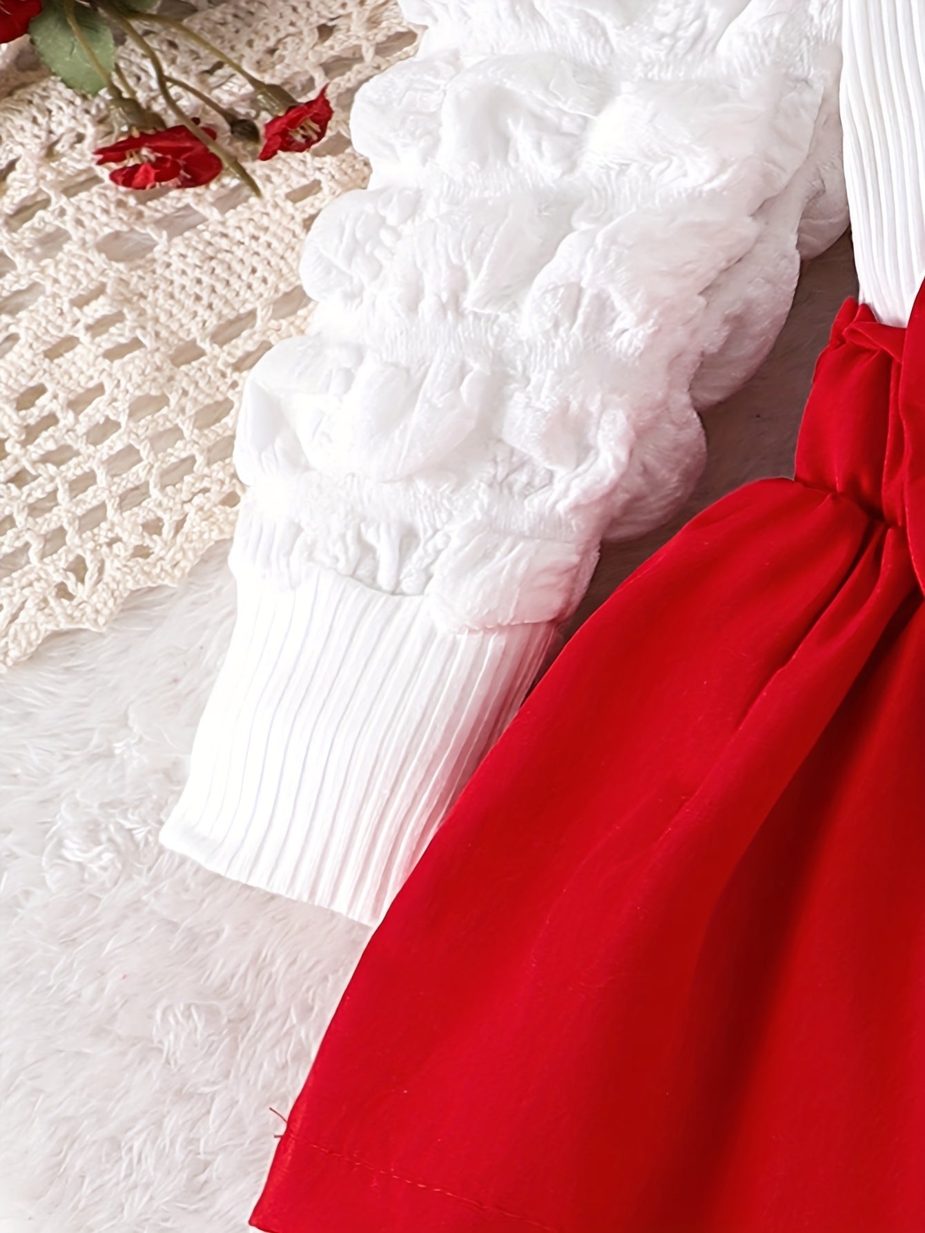 Four Piece Baby Girl Strawberry Embroidered Bow Romper Set With Headband And Socks