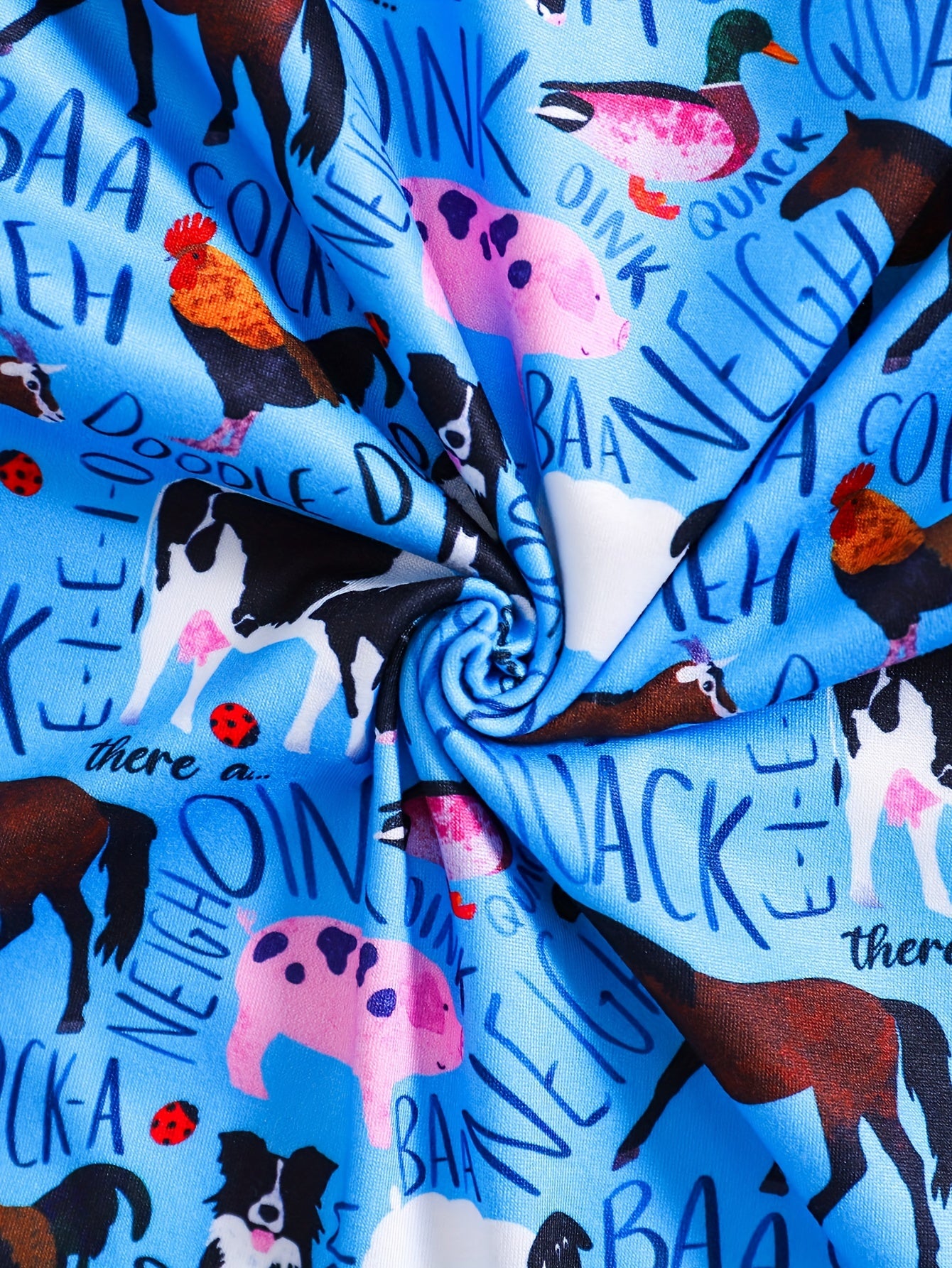 Adorable Farm Animal Print Long Sleeve Romper for Boys and Girls Soft Polyester Blend