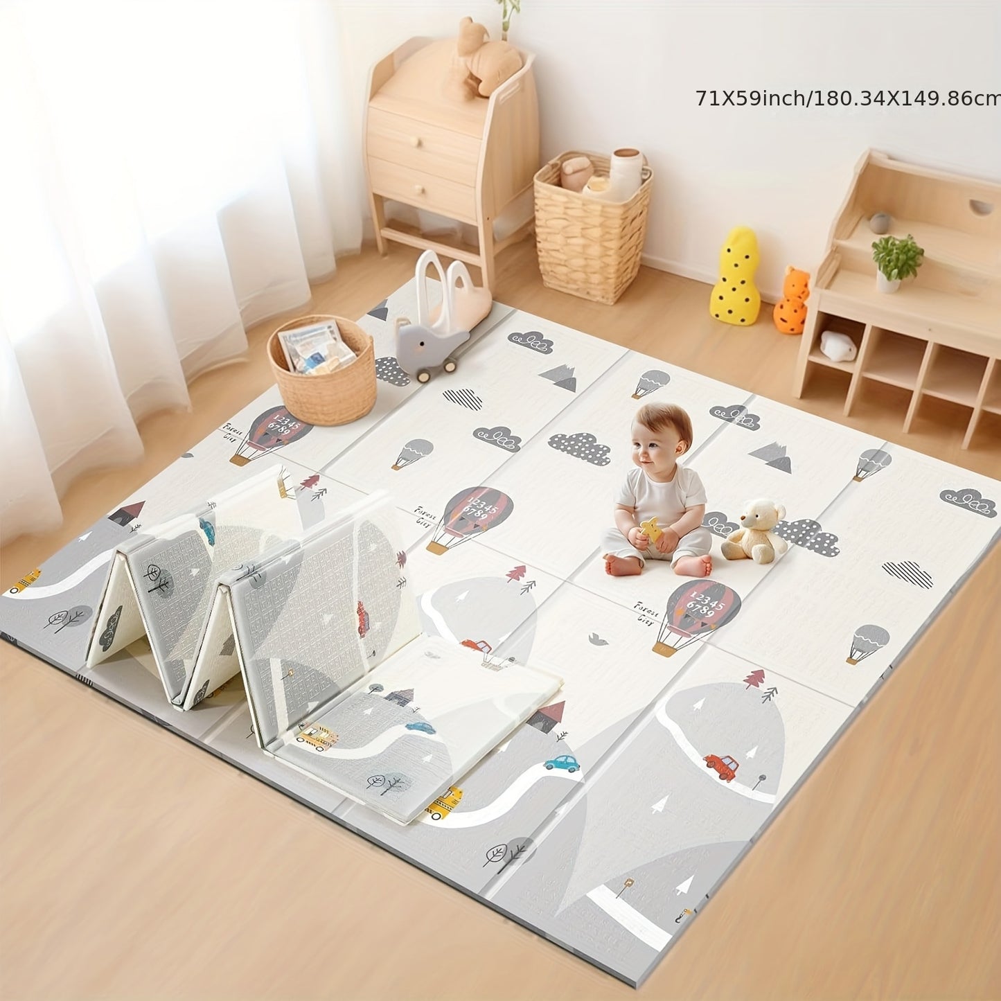 UANLAUO Reversible Baby Play Mat 71 X 59 Inches Foldable Anti Slip Crawling Mat