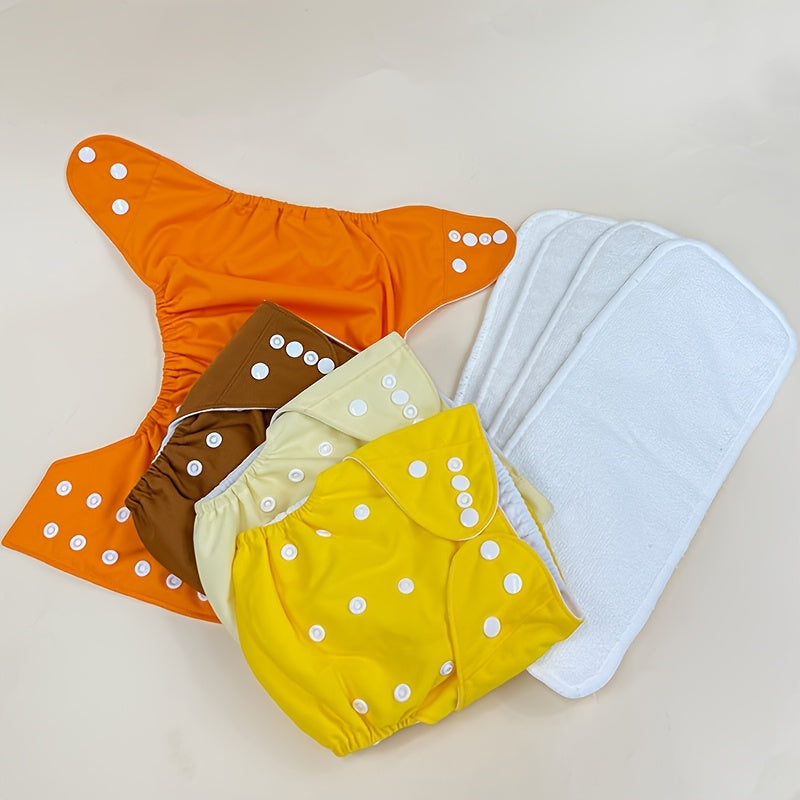 8pcs Washable Cloth Diapers Set for Newborn to 3 Years Adjustable Reusable Baby Essentials