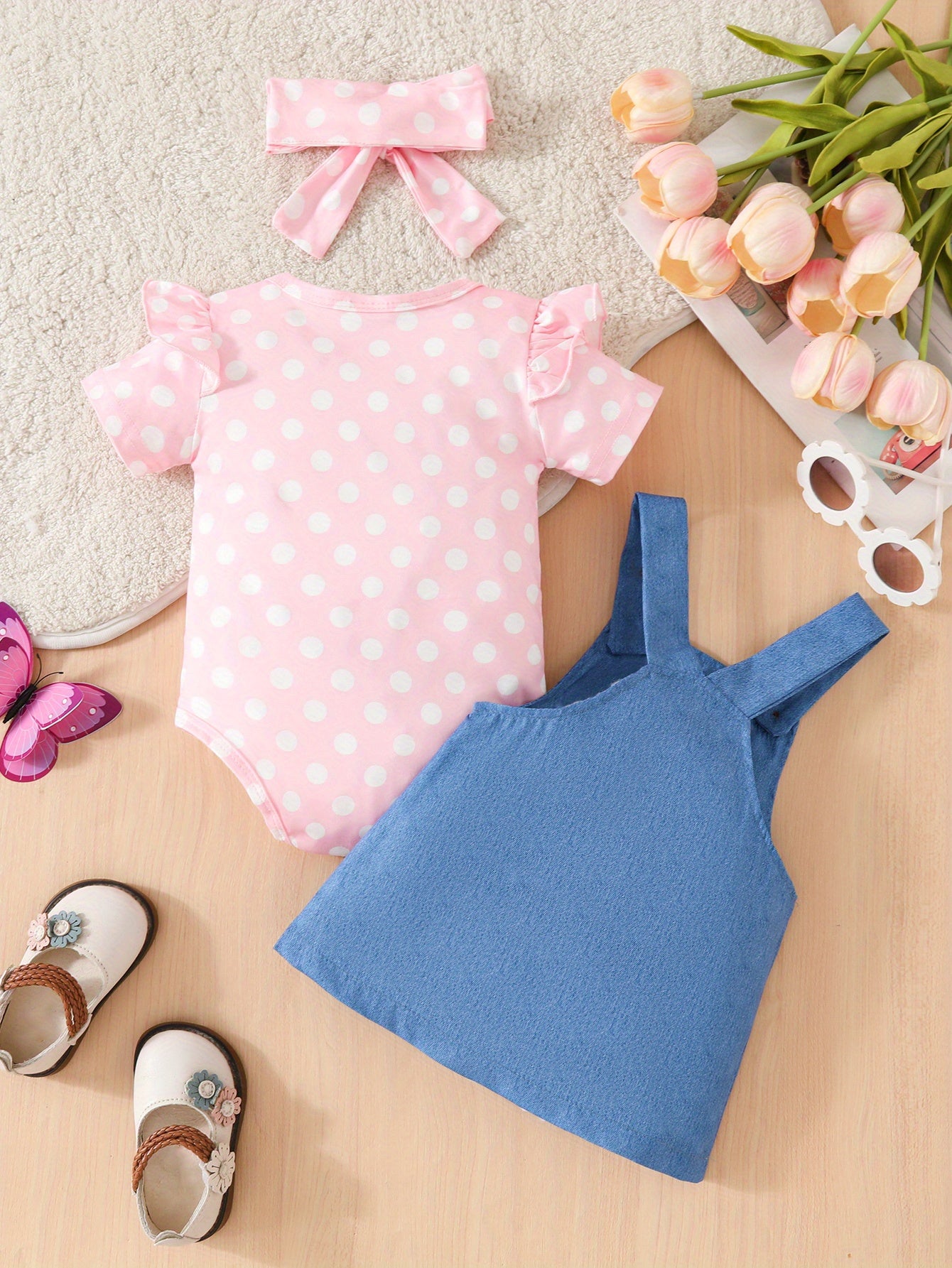 Baby Girl Elephant Skirt Set Romper With Suspender Skirt