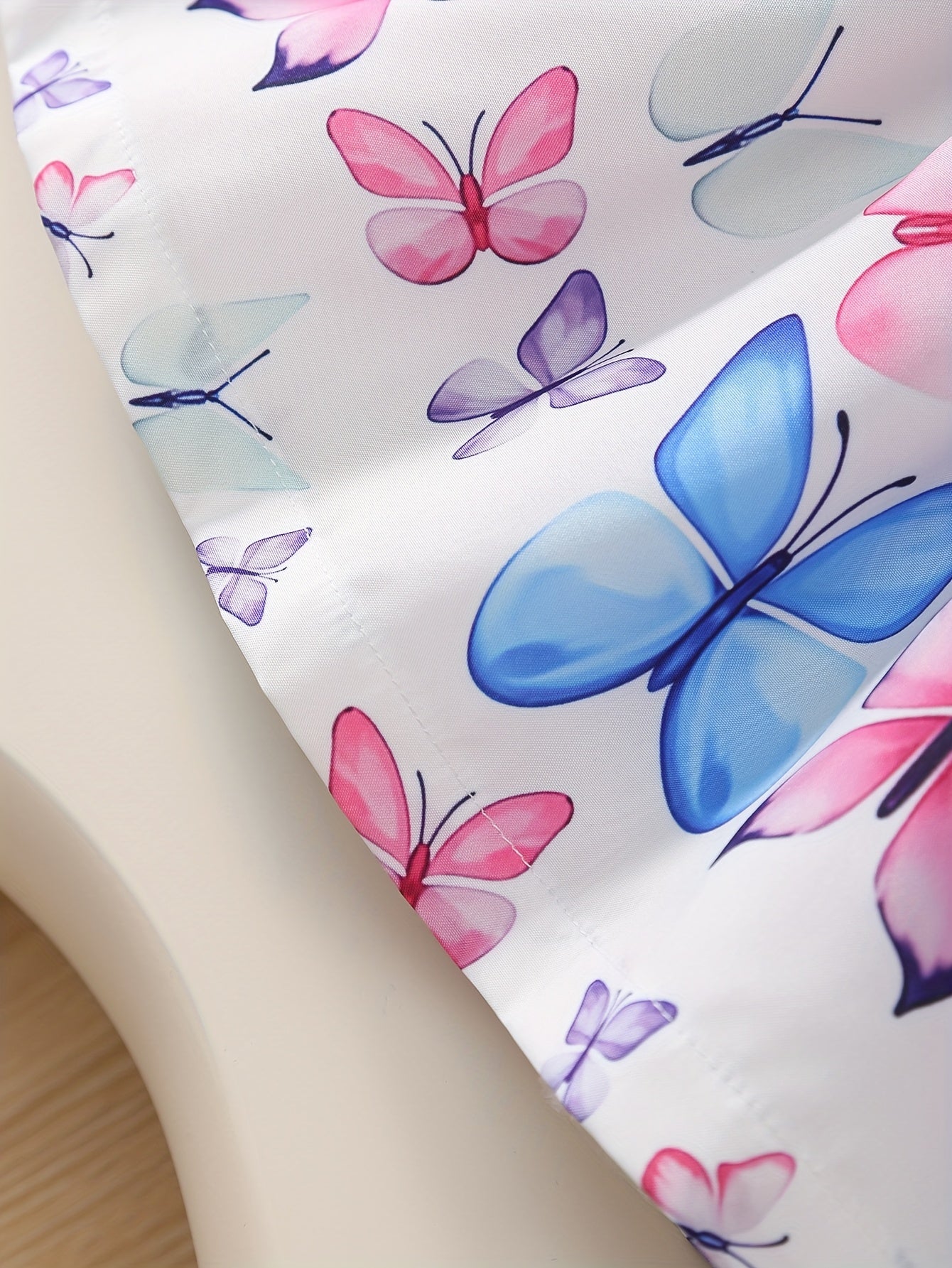 2pcs Baby Girl Butterfly Print Dress Set with Fly Sleeves and Sun Hat for Summer Fun